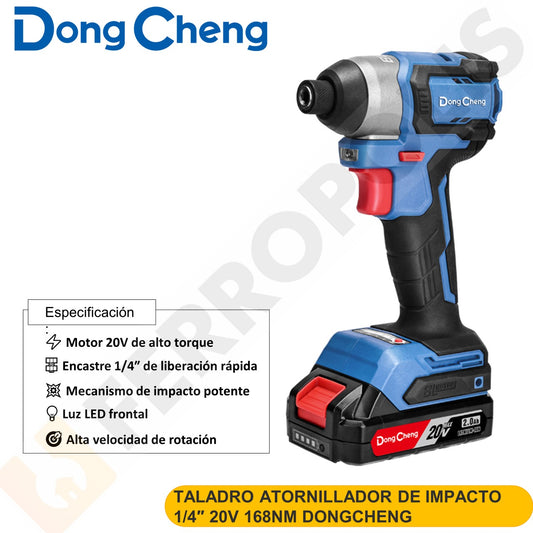 TALADRO ATORNILLADOR DE IMPACTO 1/4″ 20V 168NM DONGCHENG