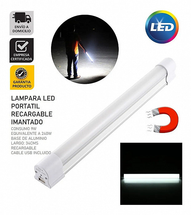 Lampara Led Portatil Recargable Base Aluminio 9w 200w