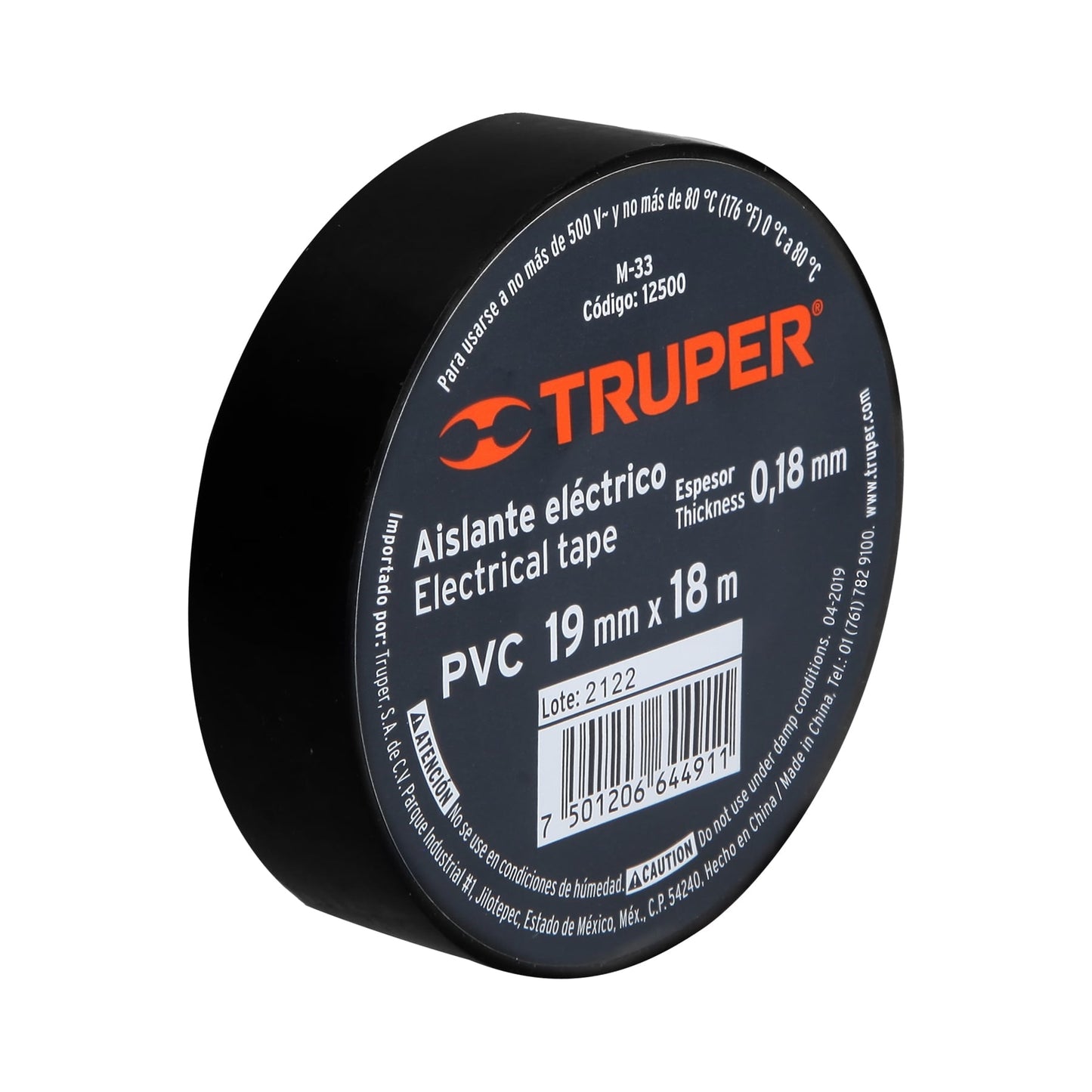 CINTA AISLANTE 19mm X 18 mt NEGRO "TRUPER"