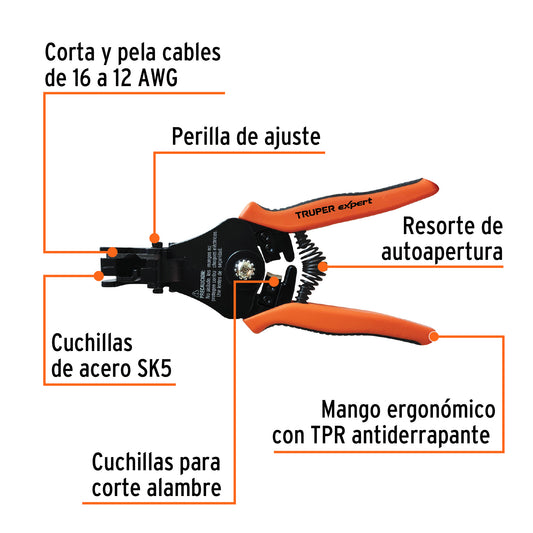 ALICATE PELA CABLE 6" - 16 A 12 AWG "TRUPER"