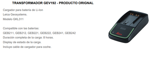 CARGADOR DE BATERIA GKL311 "LEICA"