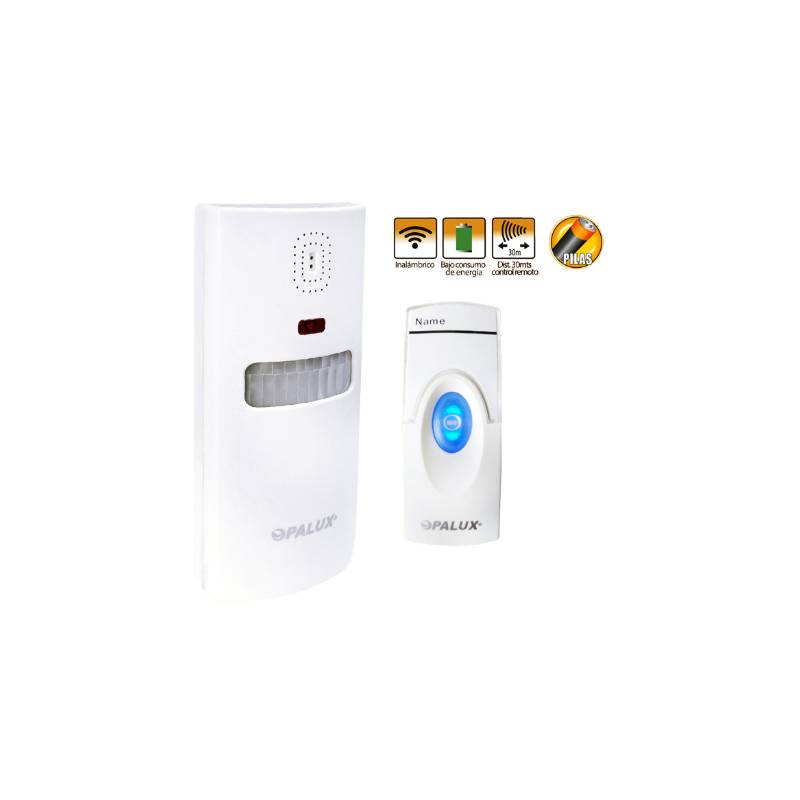 TIMBRE DIGITAL 8 MELODIAS C/SENSOR MOVIMIENTO Y ALARMA "OPALUX"