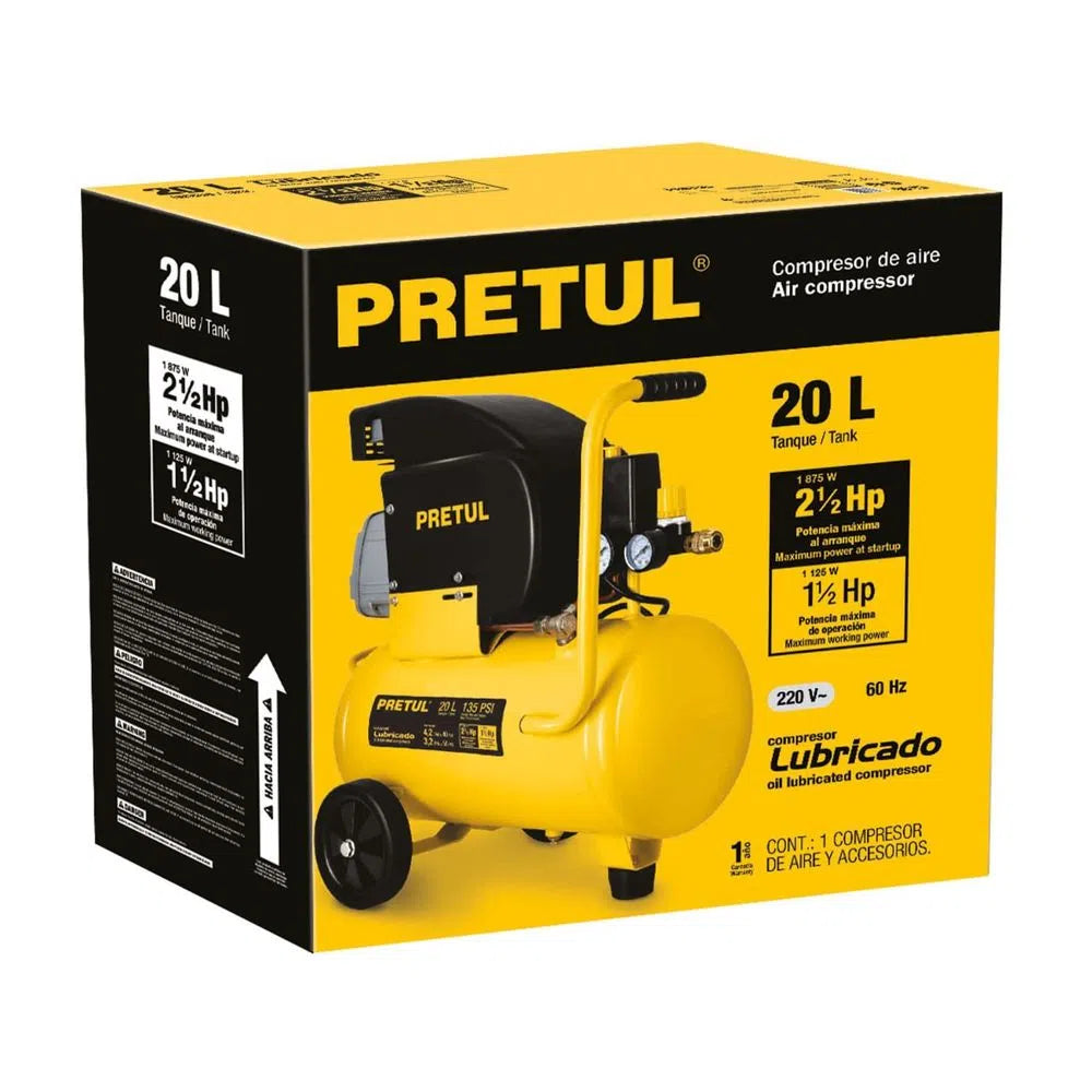 COMPRESORA LUBRICADA AIRE 20L 220 V/60 HZ "PRETUL"