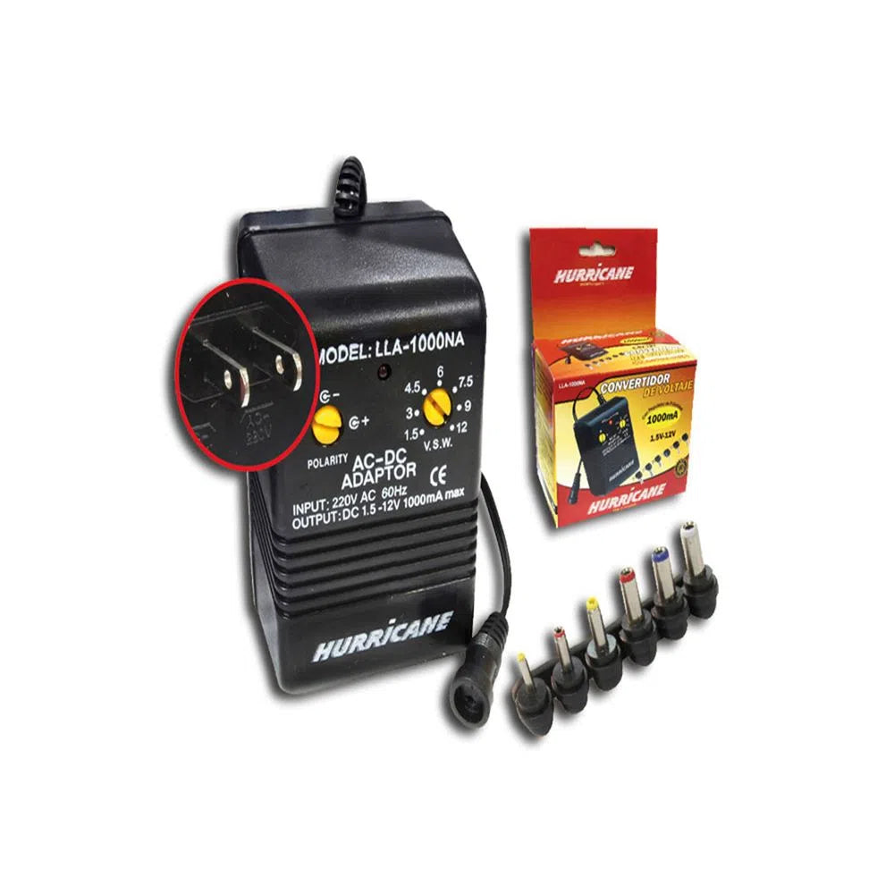 ADAPTADOR UNIVERSAL 1AMP 18W "HURRICANE"