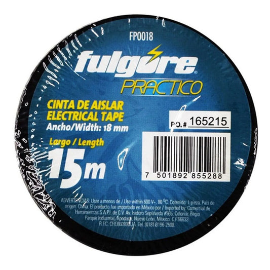 CINTA AISLANTE NEGRA 18MM X 15 M "FULGURE"