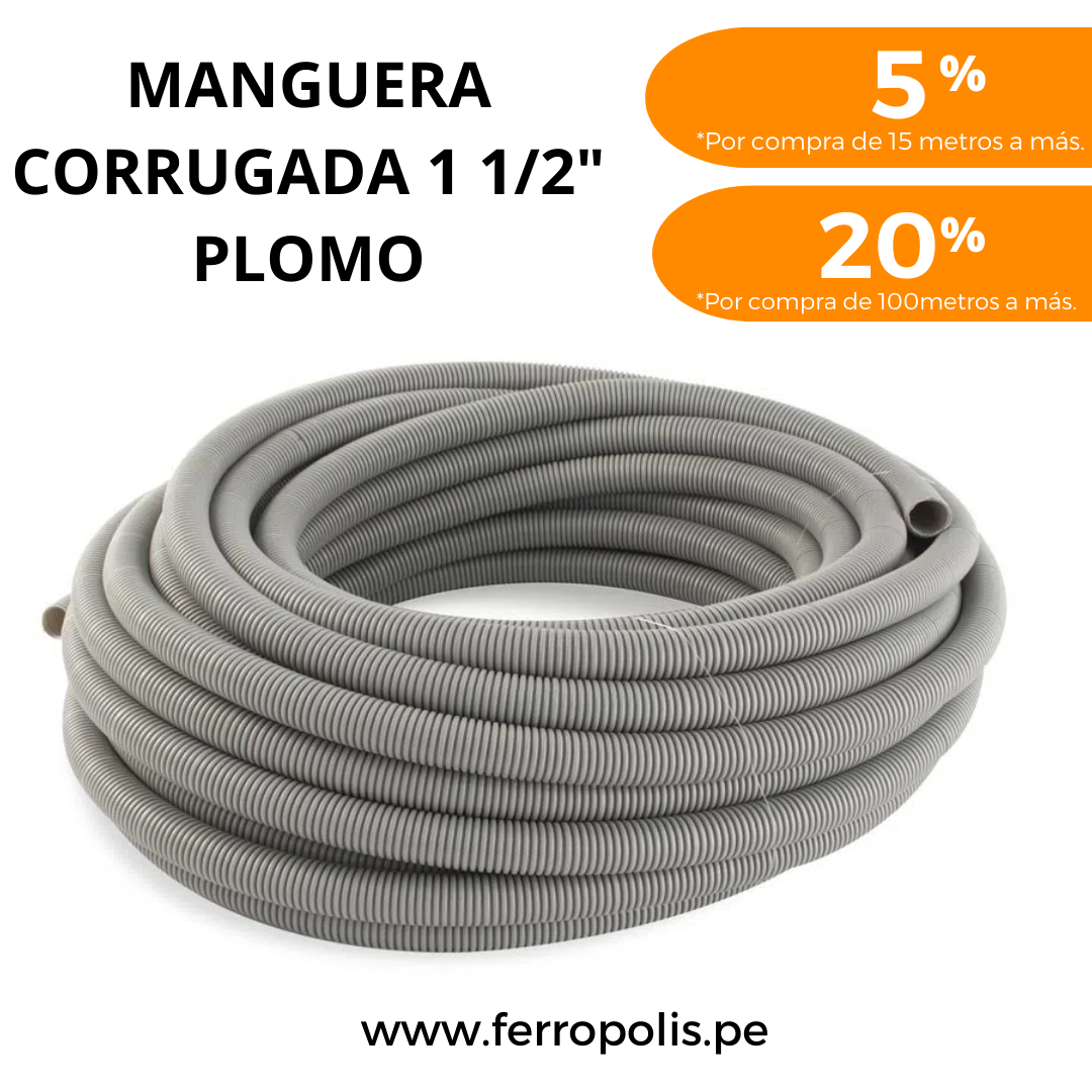 MANGUERA CORRUGADO 1 1/2" PLOMO ( x metro )