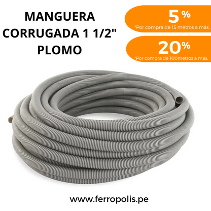 MANGUERA CORRUGADO 1 1/2" PLOMO ( x metro )