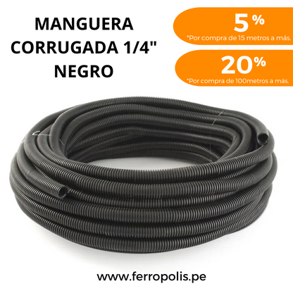 MANGUERA CORRUGADA 1/4" "NEGRO" ( x metro )