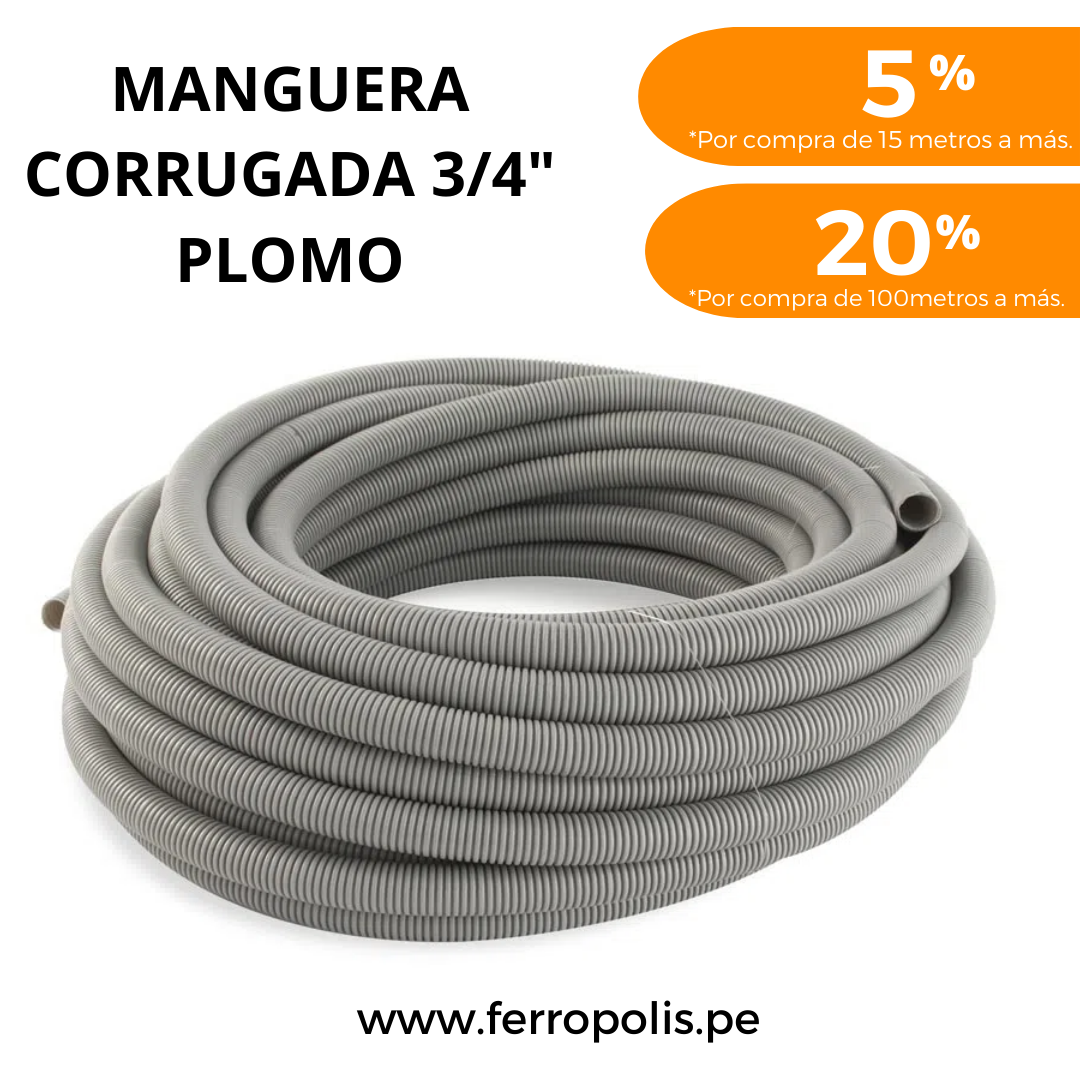 MANGUERA CORRUGADA 3/4" PLOMO ( x metro )