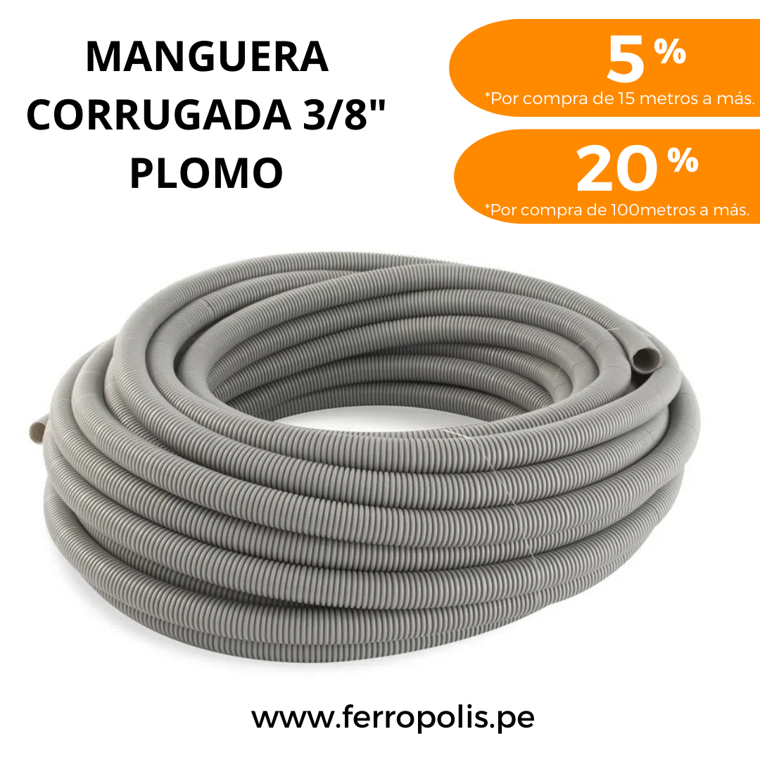MANGUERA CORRUGADA 3/8" PLOMO ( x metro )