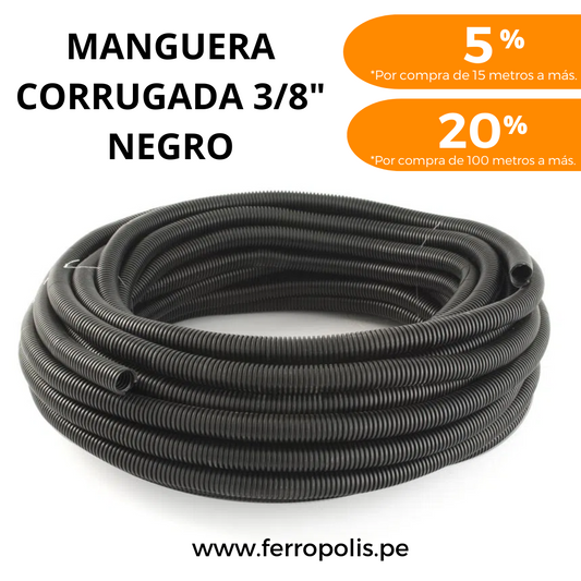 MANGUERA CORRUGADA 3/8" NEGRO ( x metro )