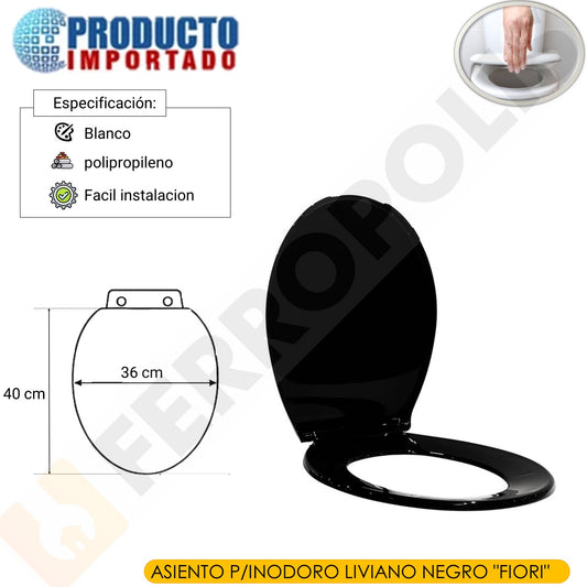 ASIENTO P/INODORO LIVIANO NEGRO "FIORI"