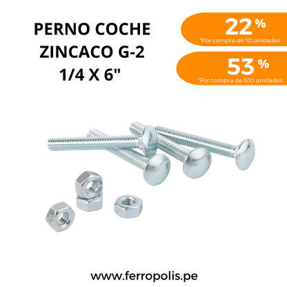 PERNO COCHE 1/4" x 6" c/t ( x und )