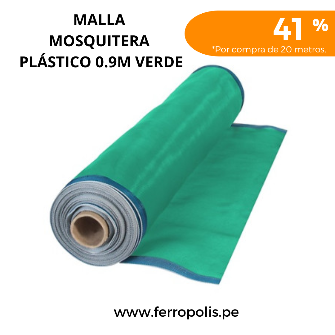 MALLA MOSQUITERA DE PLÁSTICO  0.9m VERDE   ( X METRO )
