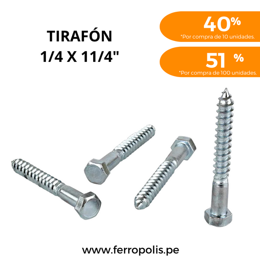 TIRAFON 1/4" X 1 1/4"  ( X UND )