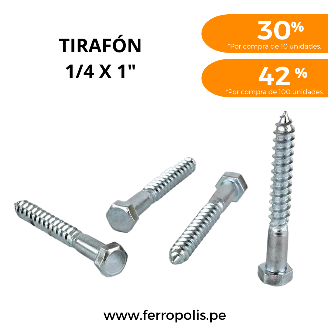 TIRAFON 1/4" X 1"  ( X UND )
