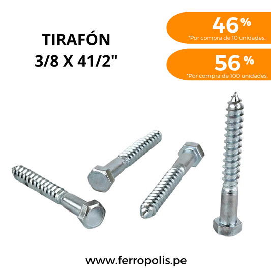 TIRAFON 3/8" x 4 1/2" ( x und )