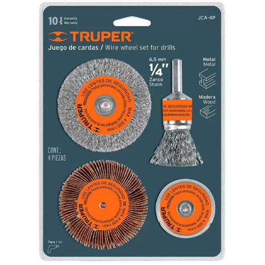 JUEGO ESCOBILLA TALADRO 4PZS