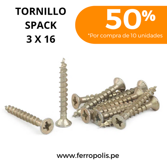TORNILLO SPACK 3 X 16 MM ( GR ≈ 10 PCS APROX )
