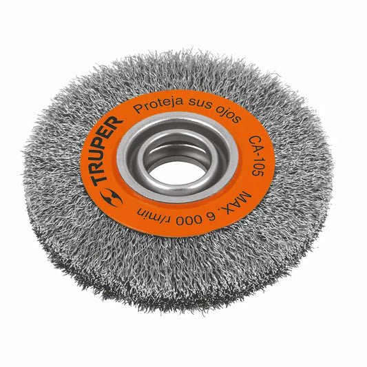 Carda alambre ondulado 6" x 3/4" para esmeril, Truper