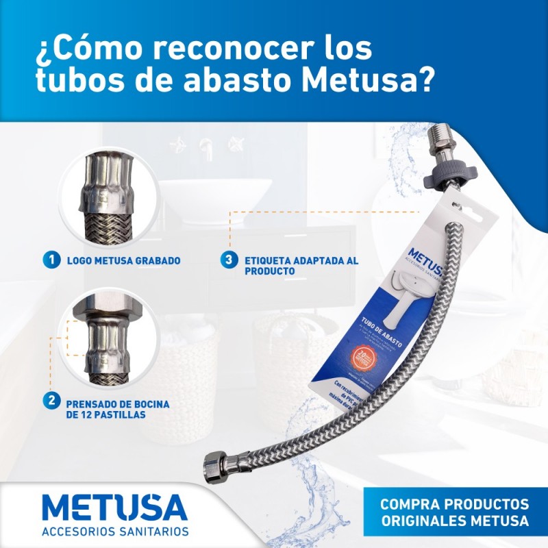 TUBO ABASTO ACERADO 1/2" X 40CM "METUSA"