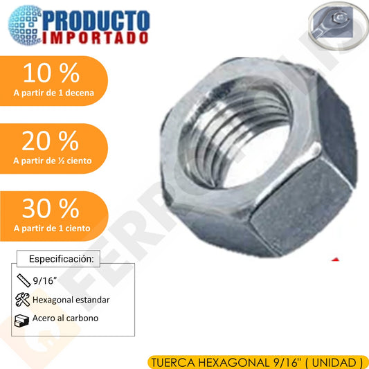 TUERCA HEXAGONAL 9/16" (UNIDAD)