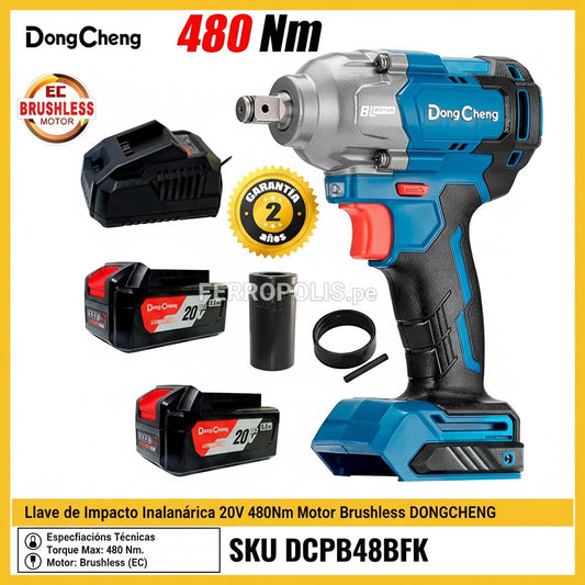 LLAVE IMPACTO INALAMBRICA 480 NM CAÑO CORTO 1/2" 5 AH DONGCHENG