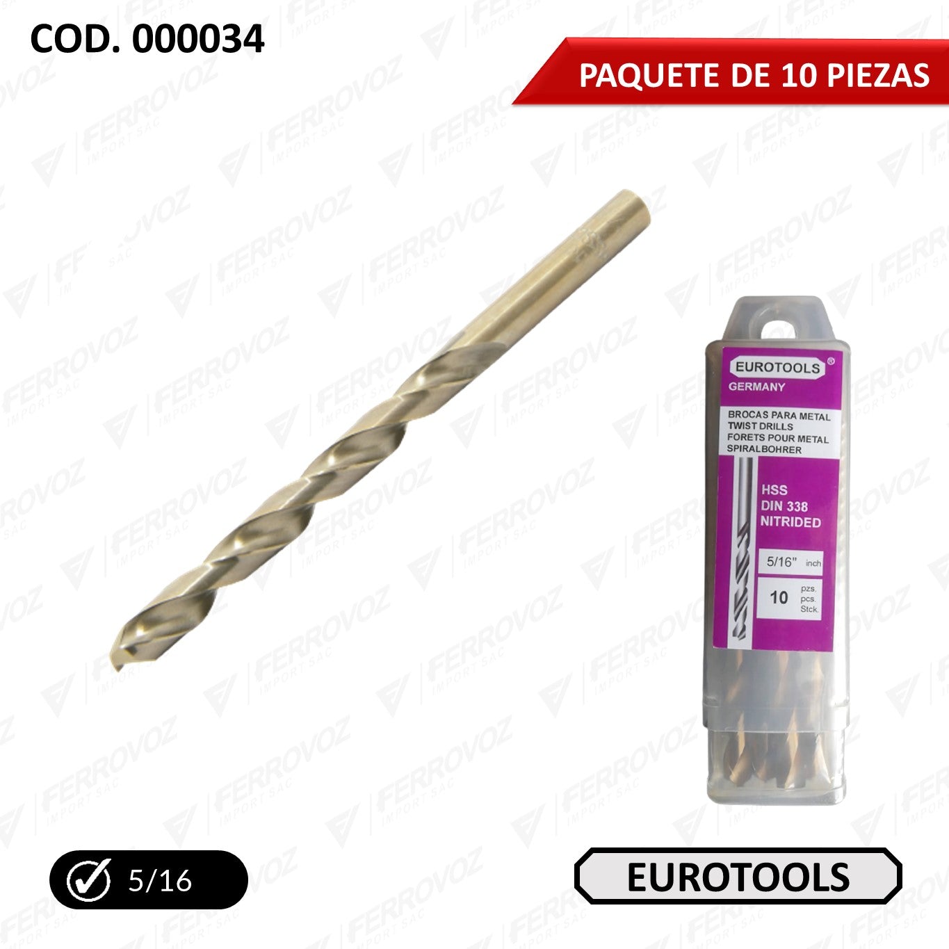 BROCA METAL HSS 5/16" 7.94 MM COMERCIAL