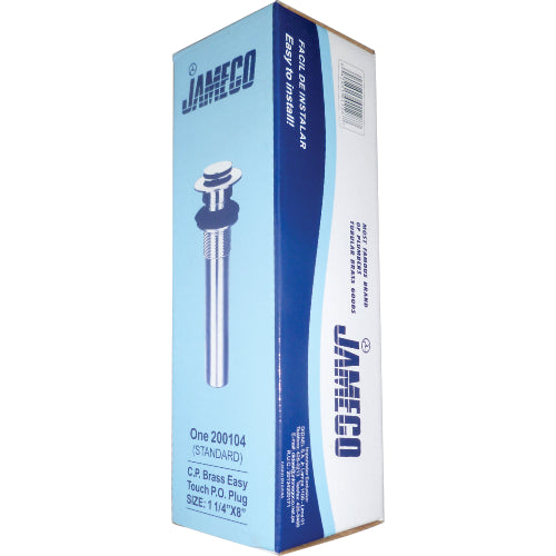 DESAGUE LAVATORIO CROMADO 1 1/4 X 8"PUSH CON REBOSE "JAMECO"