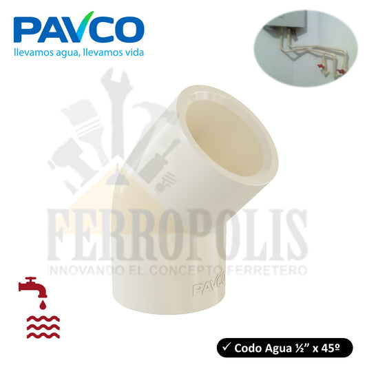 CODO AGUA CALIENTE 1/2 X 45º "PAVCO"