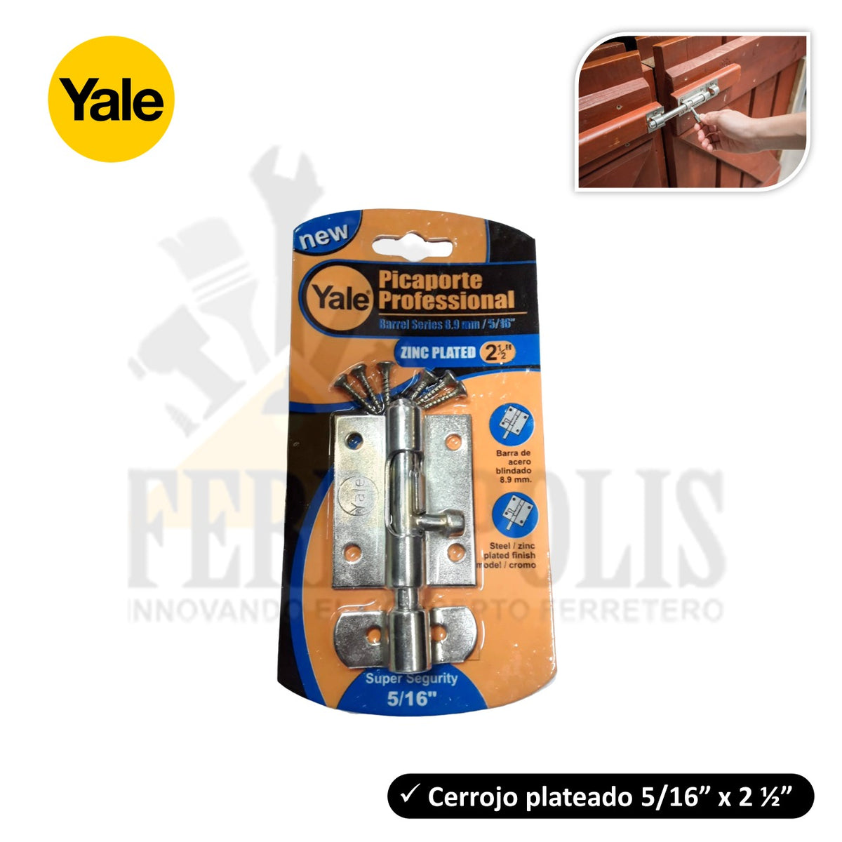 CERROJO PLATEADO 5/16" X 2 1/2" "YALE"