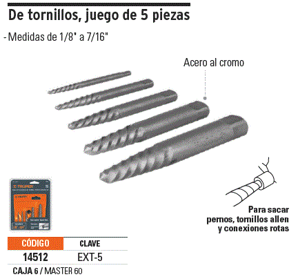 JUEGO EXTRACTOR PERNO ROTO "TRUPER"