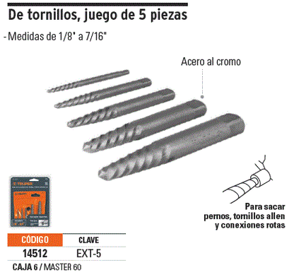 JUEGO EXTRACTOR PERNO ROTO "TRUPER"