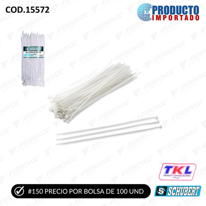 CINTILLO NYLON 150MM BLANCO ( 10UNID )