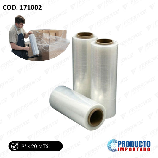 CINTA STRETCH FILM 9" X 20 UM X 450 GR  ECONOMICO
