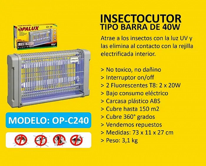 INSECTOCUTOR TUBO HALÓGENO 40W 150M2 "OPALUX"