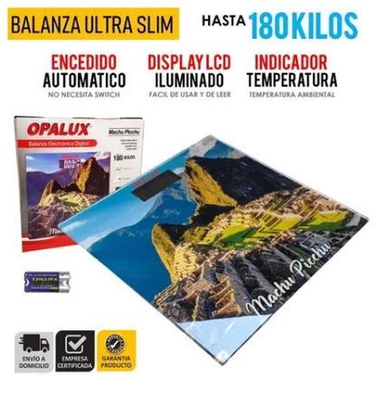BALANZA BAÑO DIGITAL CORPORAL ULTRA SLIM TEMPLADO OPALUX