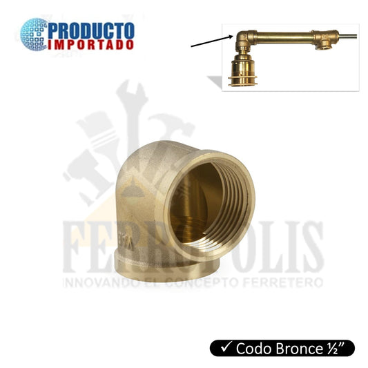 CODO BRONCE 1/2" LIVIANO " COMERCIAL "