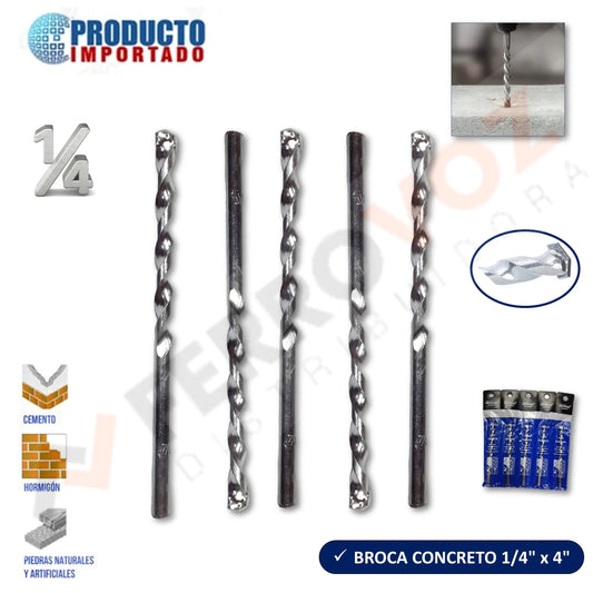 BROCA CONCRETO LISO 1/4" X 4"