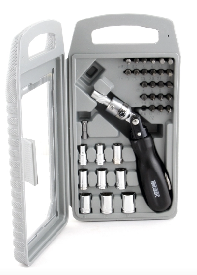 JUEGO DESARMADOR RATCHET PUNTAS 32 PIEZAS "TOOLCRAFT"