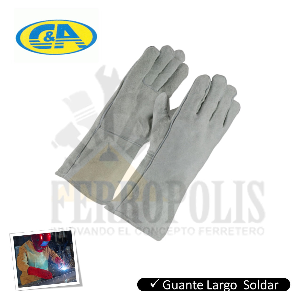 GUANTE LARGO REFORZADO SOLDAR "C&A"
