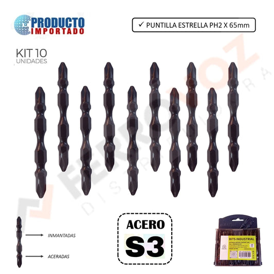 PUNTILLA ESTRELLA "PARACASA" TIPO: S3 PH2 x 65mm A.I  ( X UND )