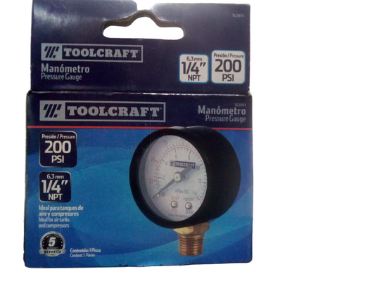 MANOMETRO 200 PSI "TOOLCRAFT" PARA COMPRESORA
