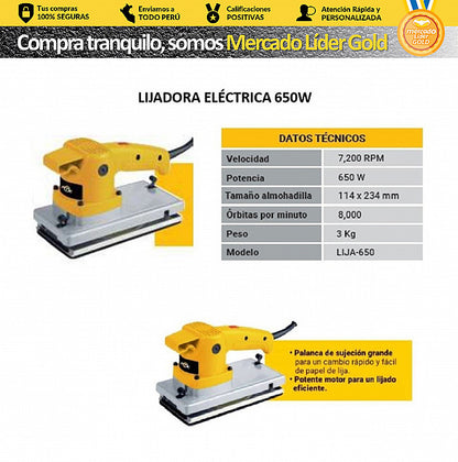 LIJADORA ORBITAL 650W "PTK"