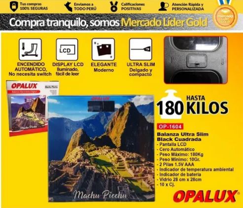 BALANZA BAÑO DIGITAL CORPORAL ULTRA SLIM TEMPLADO OPALUX