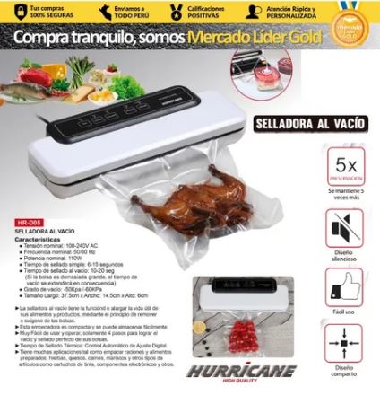 SELLADORA BOLSA AL VACIO 110W + 1 mt  BOLSA "HURRICANE"