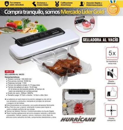 SELLADORA BOLSA AL VACIO 110W + 1 mt  BOLSA "HURRICANE"