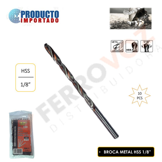 BROCA METAL HSS 1/8" 3.18MM COMERCIAL