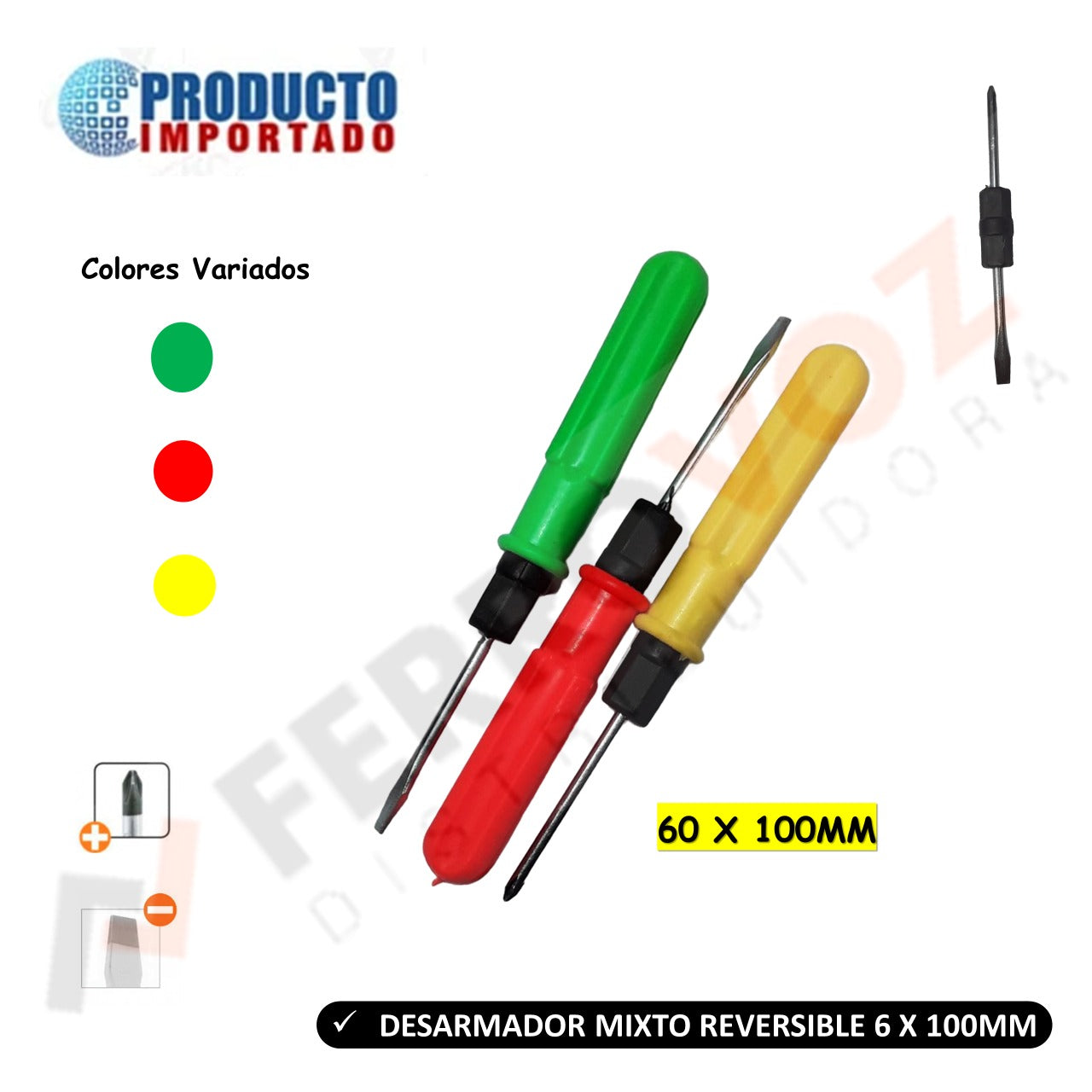 DESARMADOR MIXTO REVERSIBLE 6 x 100mm