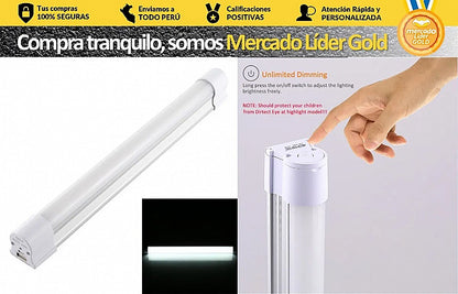 Lampara Led Portatil Recargable Base Aluminio 9w 200w